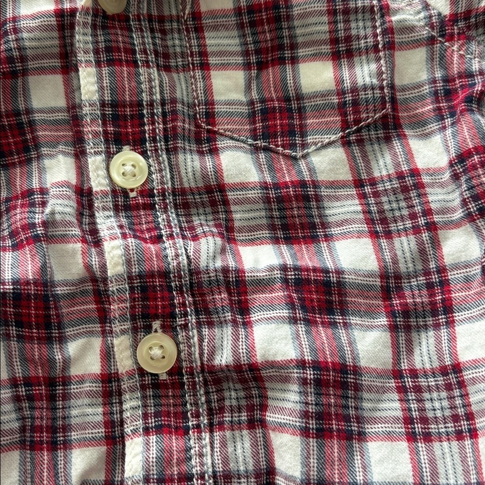 BABY GAP Infant Boy Striped Plaid One Piece Dress Shirt - Picture 2 of 4